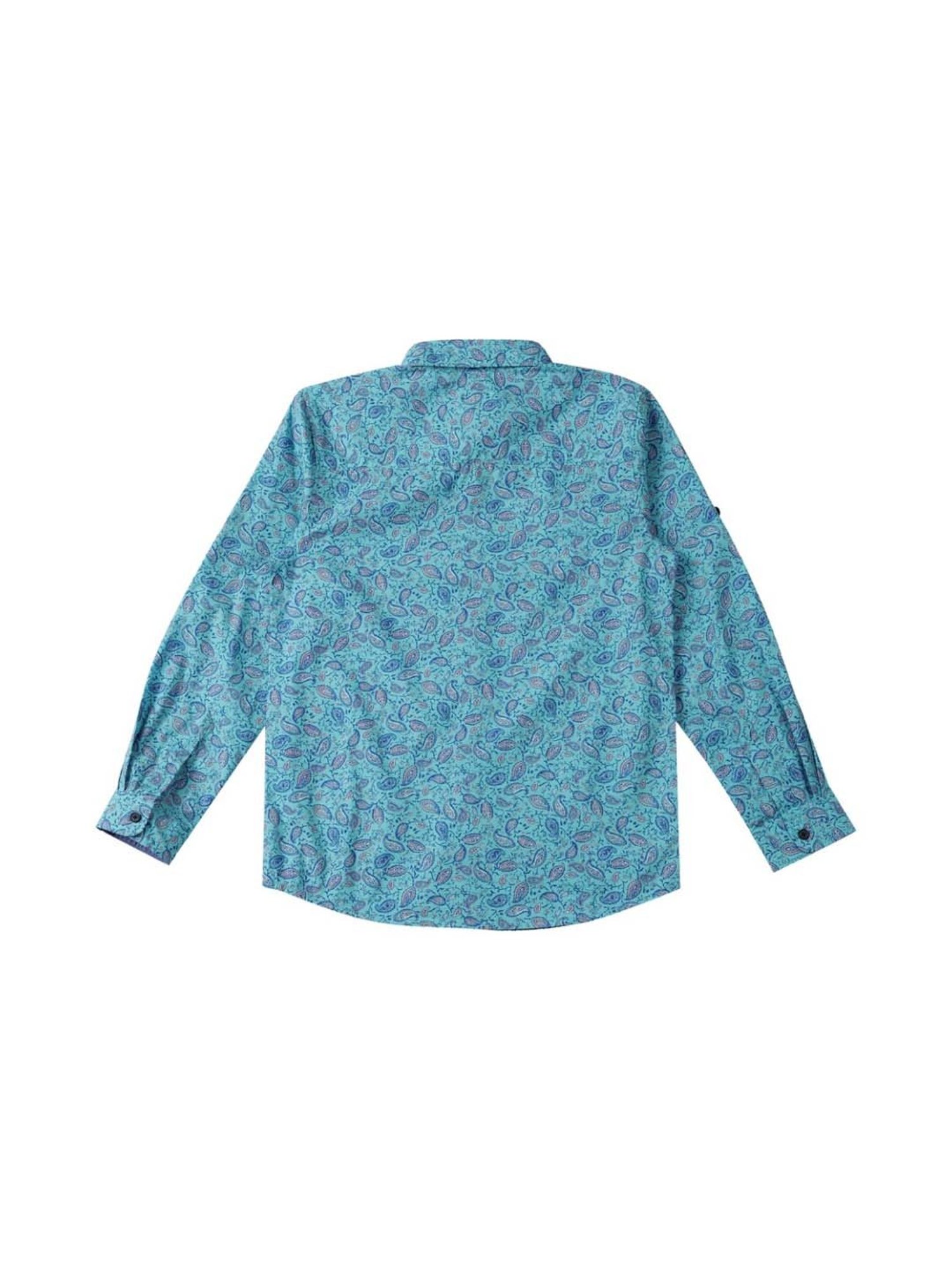 Allen Solly Junior Blue Cotton Printed Full Sleeves Shirt