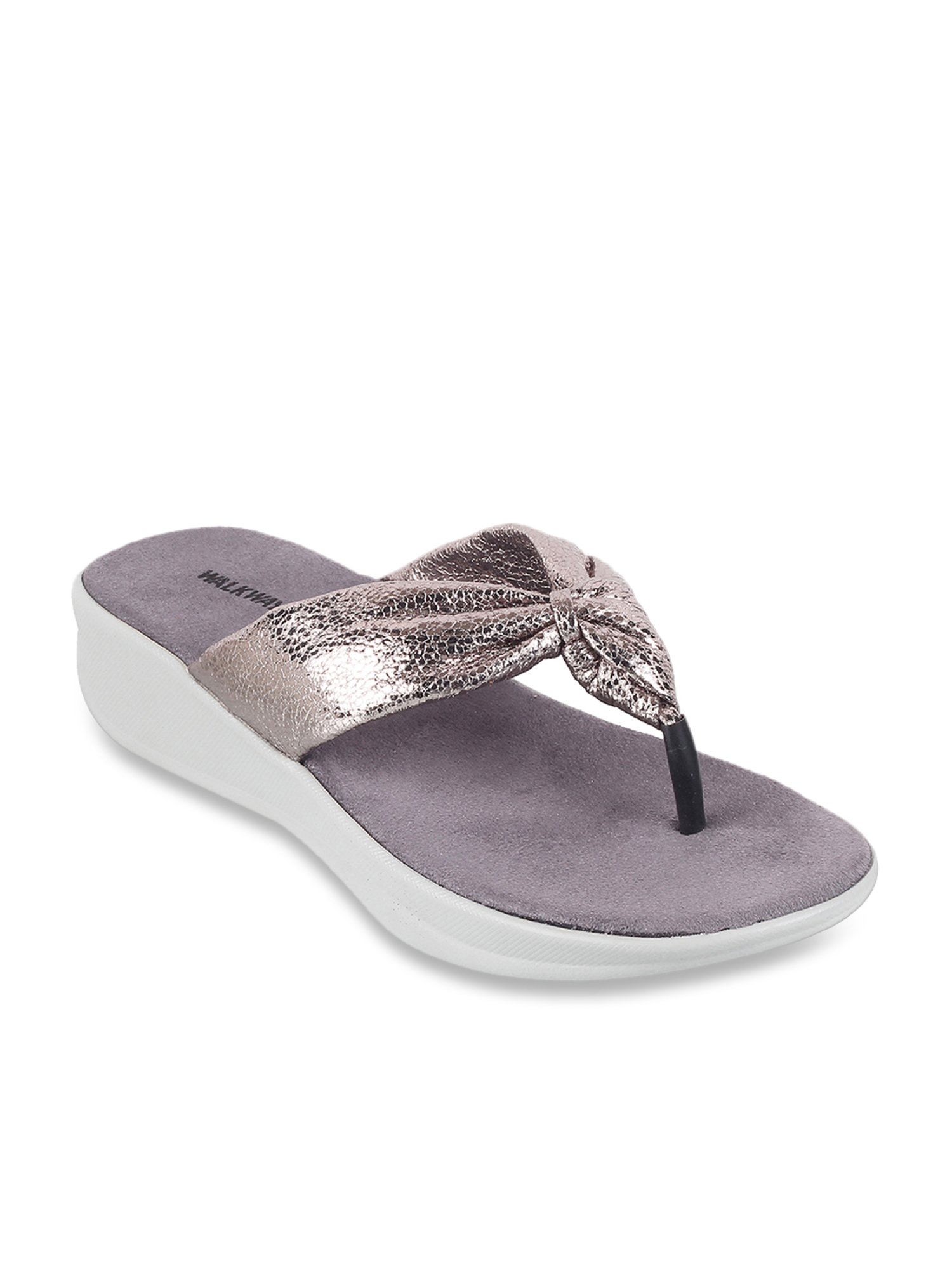 Walkway Women's Gun Metal Wedge Flip Flops