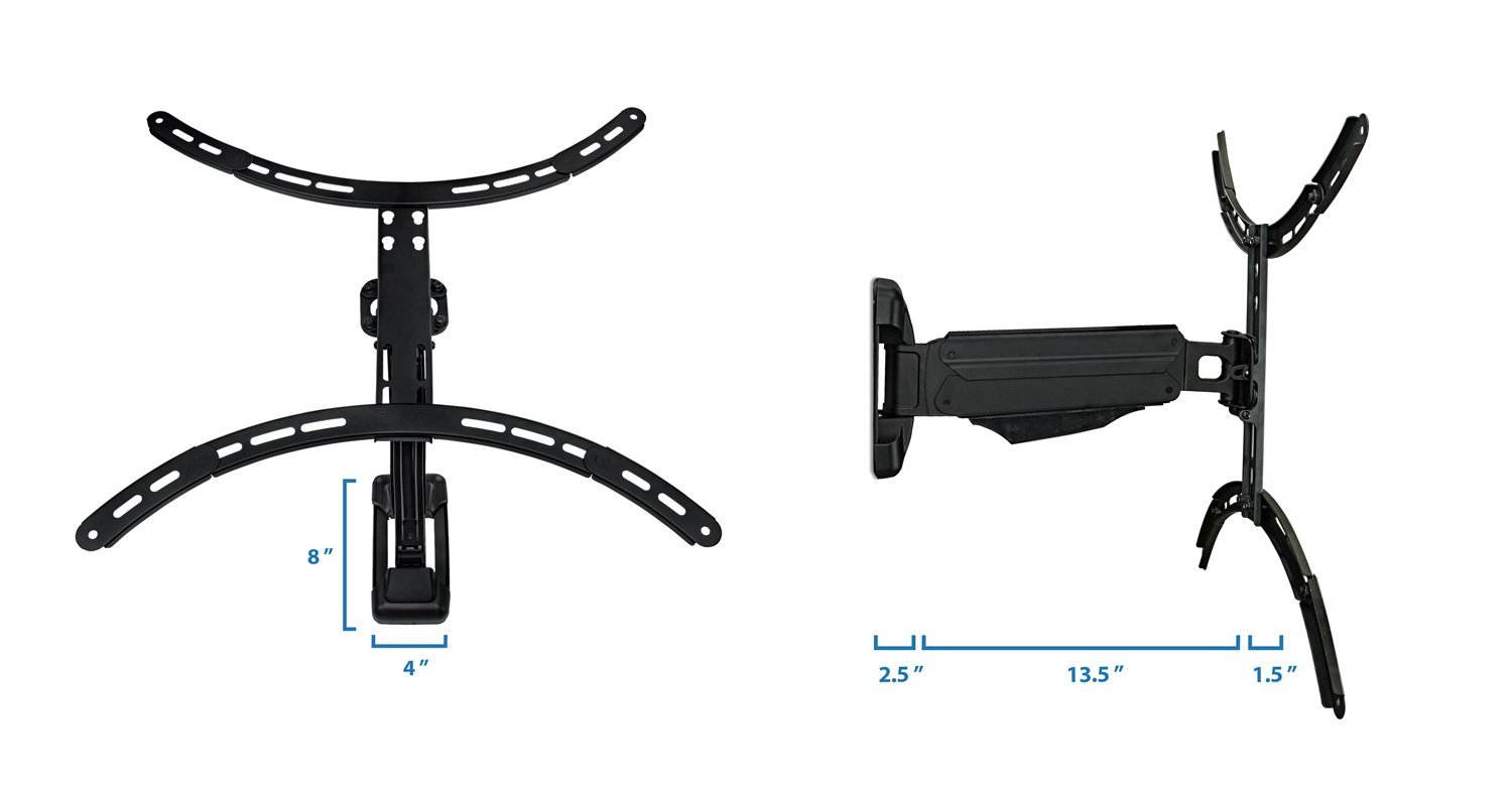 MI-340 TV Mount for 50", 55", 60", 65" Inch TV, Full Motion, Height Adjustable, Wall Mount Bracket for LCD/LED/Plasma Flat Screen, VESA 600x400mm, 55 lb Weight Capacity, Black