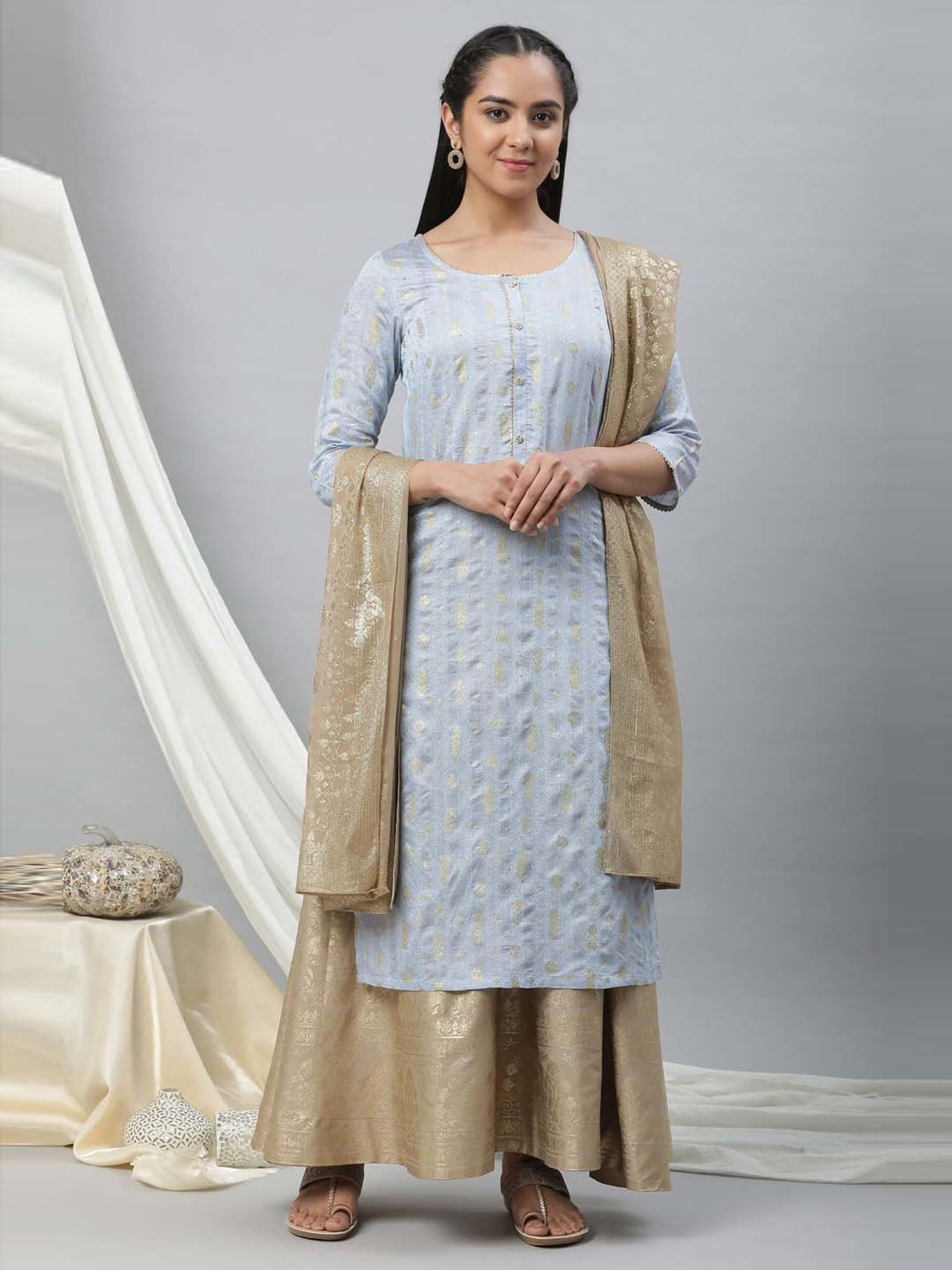 Aurelia Golden Printed Dupatta