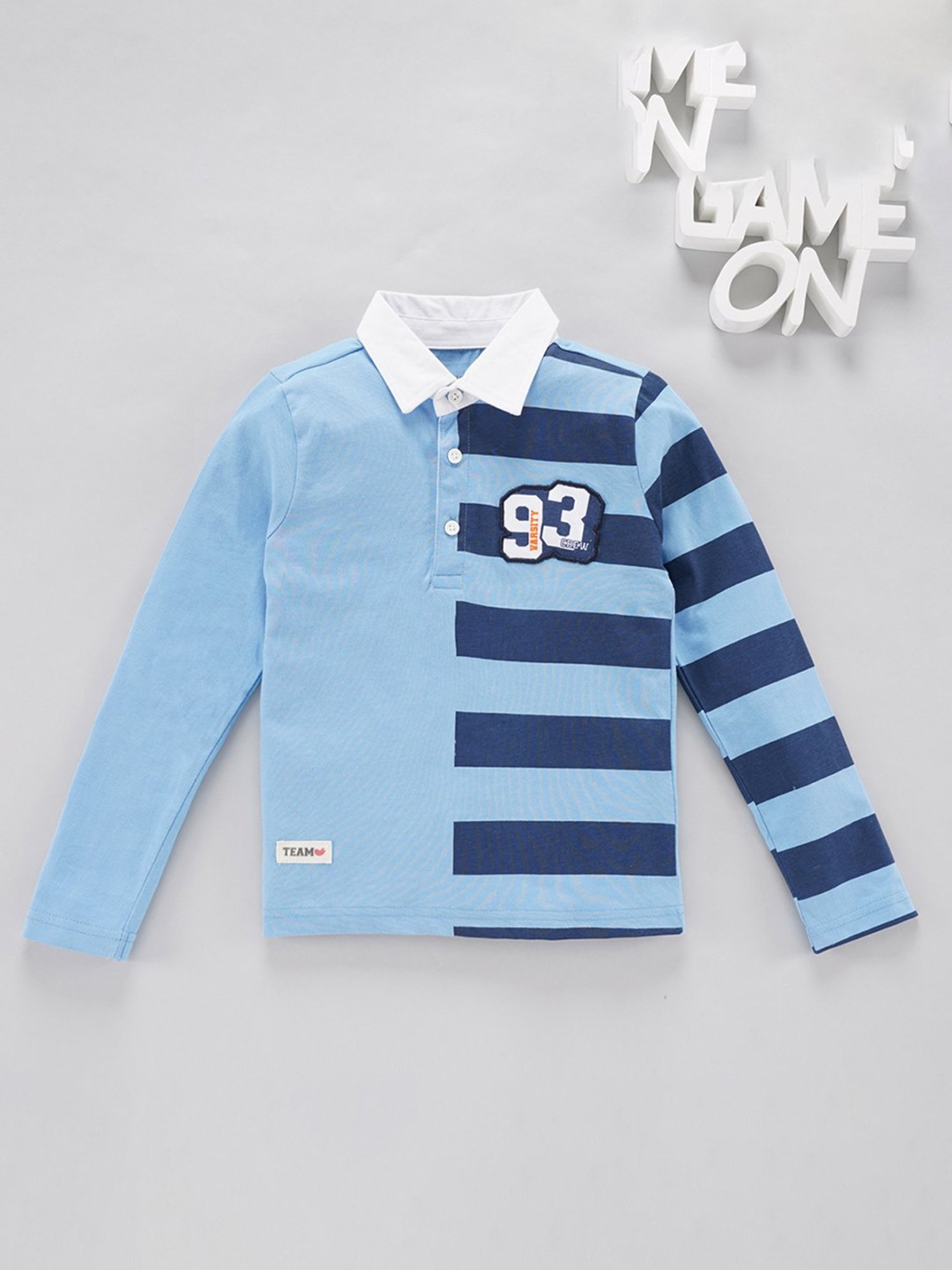 Ed-a-Mamma Kids Blue Striped Polo T-Shirt