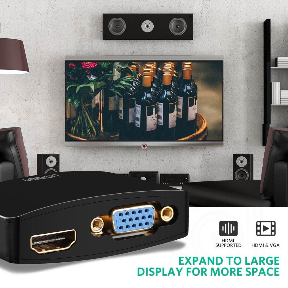 UGREEN Mini DisplayPort (Thunderbolt) to HDMI VGA Adapter Converter for Apple Mac Book Air, MacBook Pro, iMac, Mac mini, Microsoft Surface Pro 1/Pro 2/Pro 3, Thinkpad X1, Google Chromebook Pixel etc