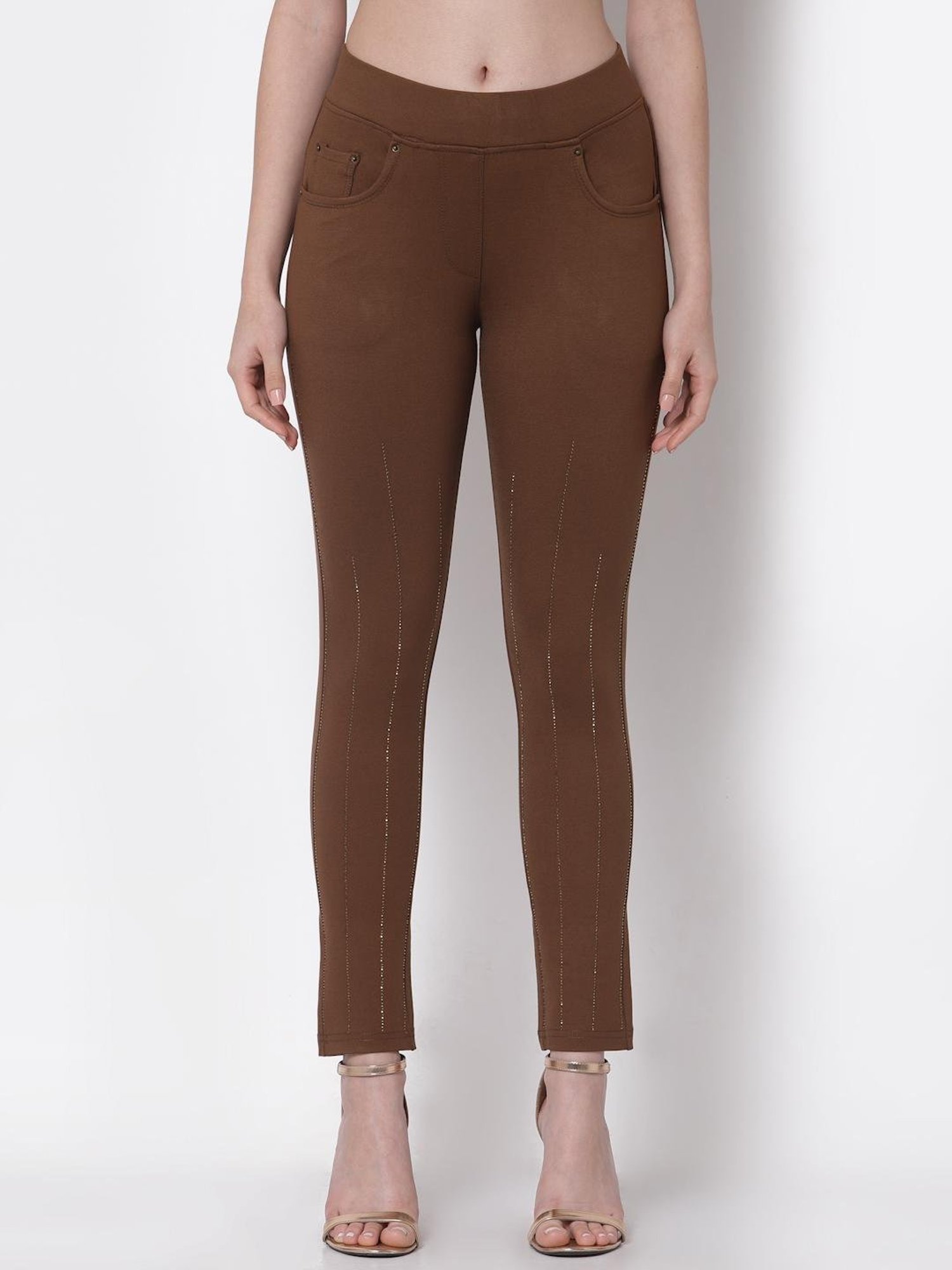 Westwood Brown Embellished Jeggings