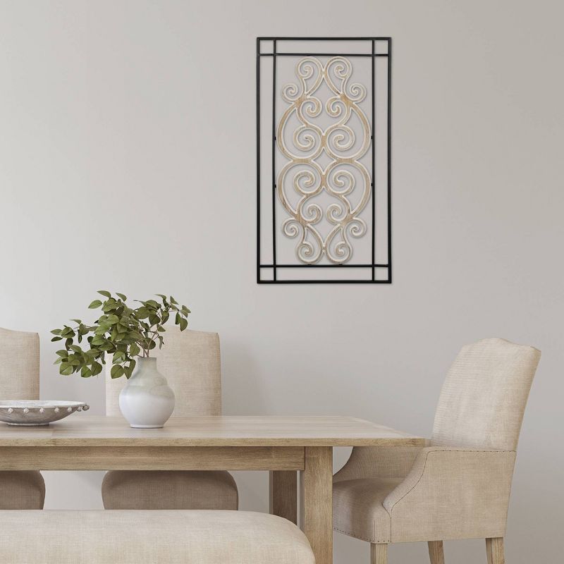 Metal and Wood Scroll Panel Wall Decor - Stratton Home Décor