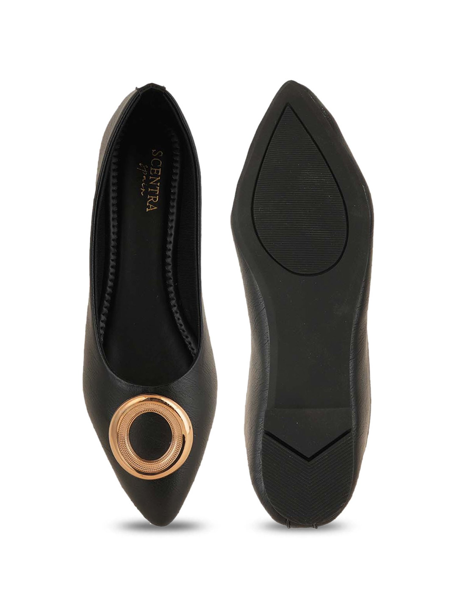 Scentra Women's Black Flat Ballets