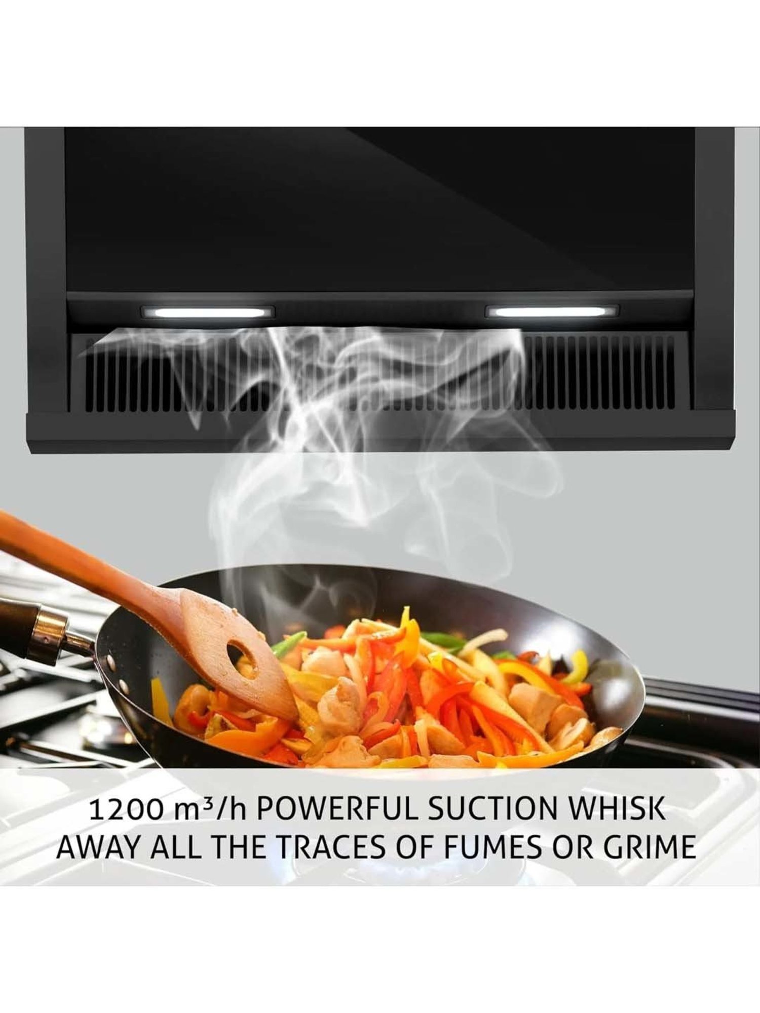 Glen CH6072SXAC75 1200CMH 75cm Wall Mounted Chimney (Black)