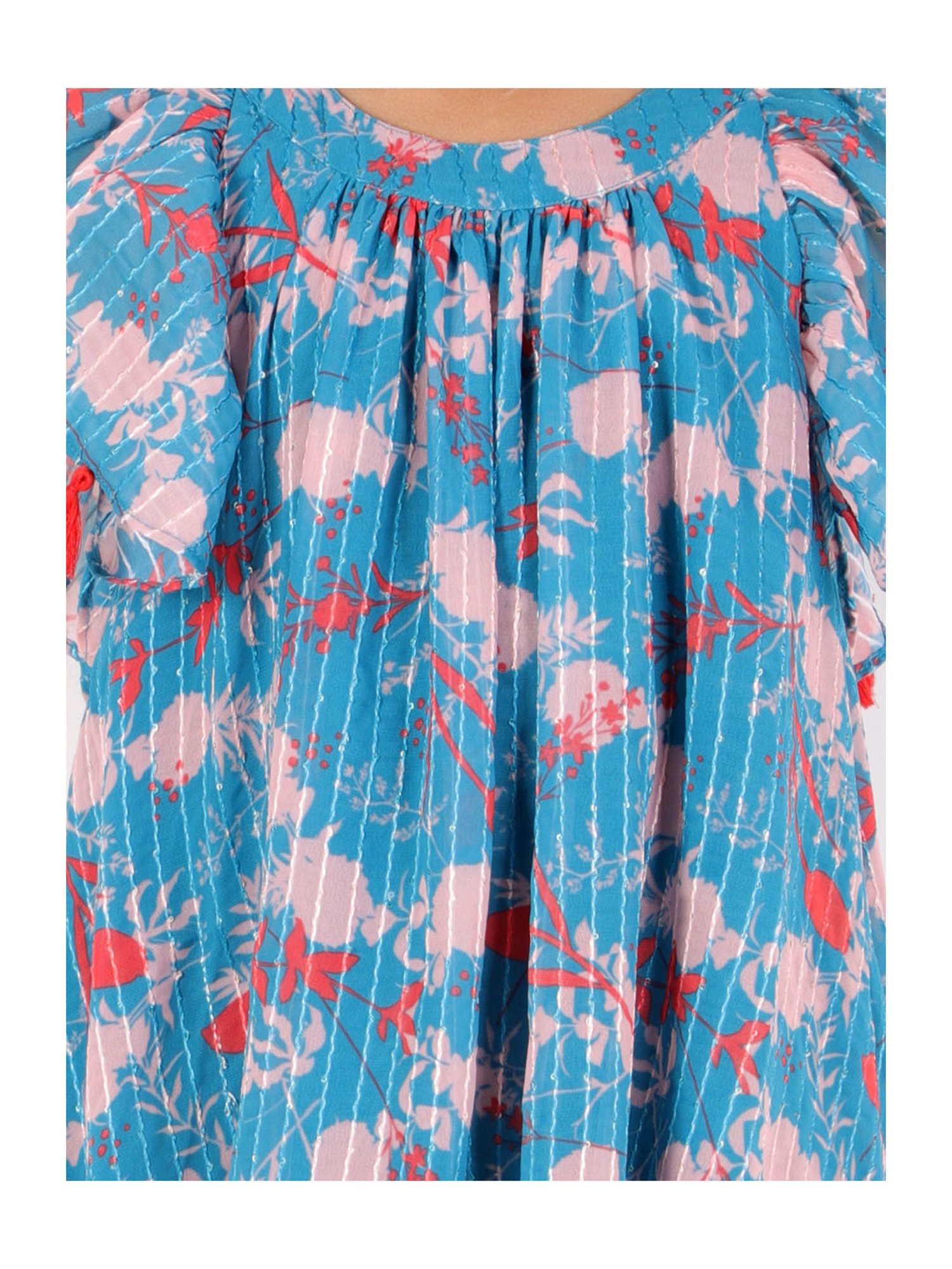 Lil Drama Kids Blue Printed Dress