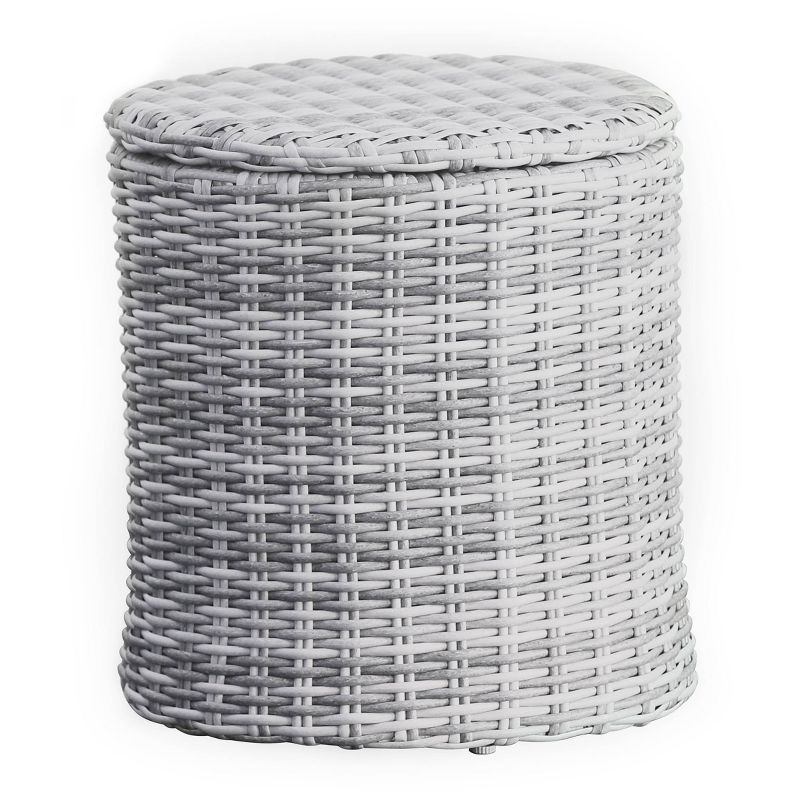 Vallauris Outdoor Storage Side Table - Gray Wicker - Adore Docor