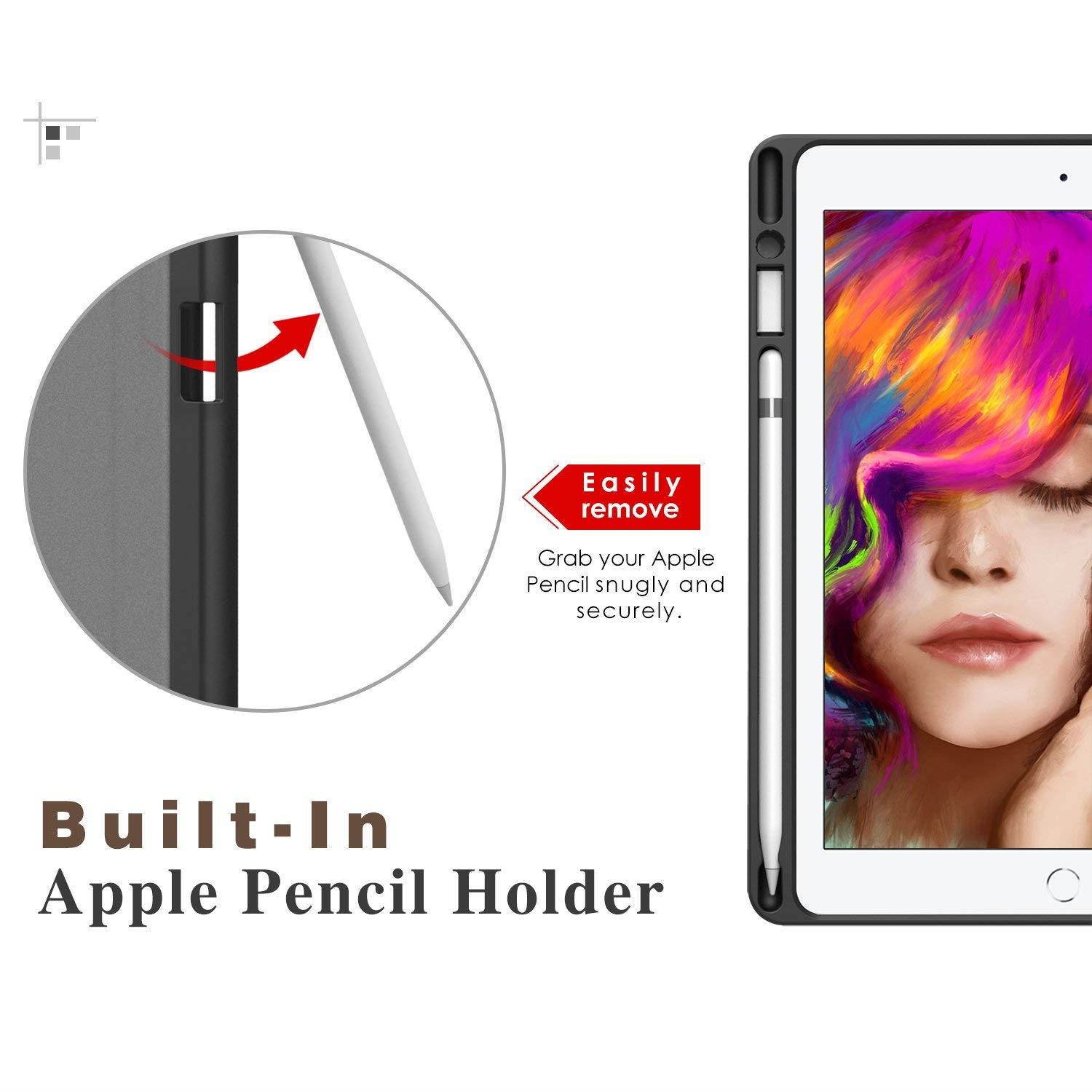 Moko Case for iPad Pro 9.7 with Apple Pencil Holder - Slim Lightweight Smart Shell Stand Cover Case with Auto Wake/Sleep for Apple iPad Pro 9.7 inch 2016 Tablet, Black