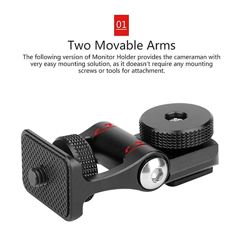 R007 Camera Monitor Mounting Bracket Adjustable Angle 14 Thread Ballhead DSLR Cold Shoe Adapter Attach External Microphone Light Flash Accessories Magic Arm Mini Holder Mount Portable
