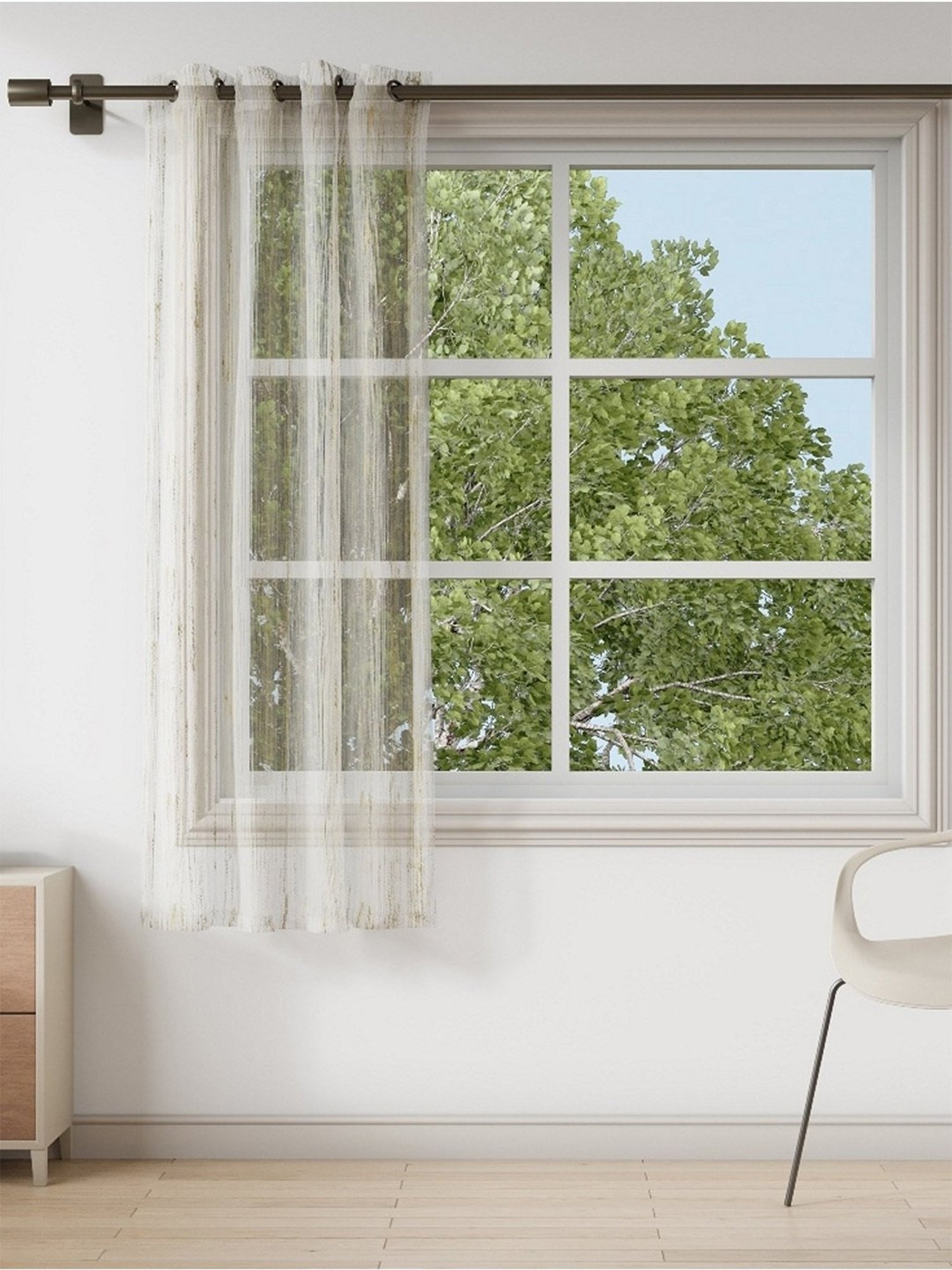 Ddecor Live Beautiful Beige Polyester 5 ft Window Curtain