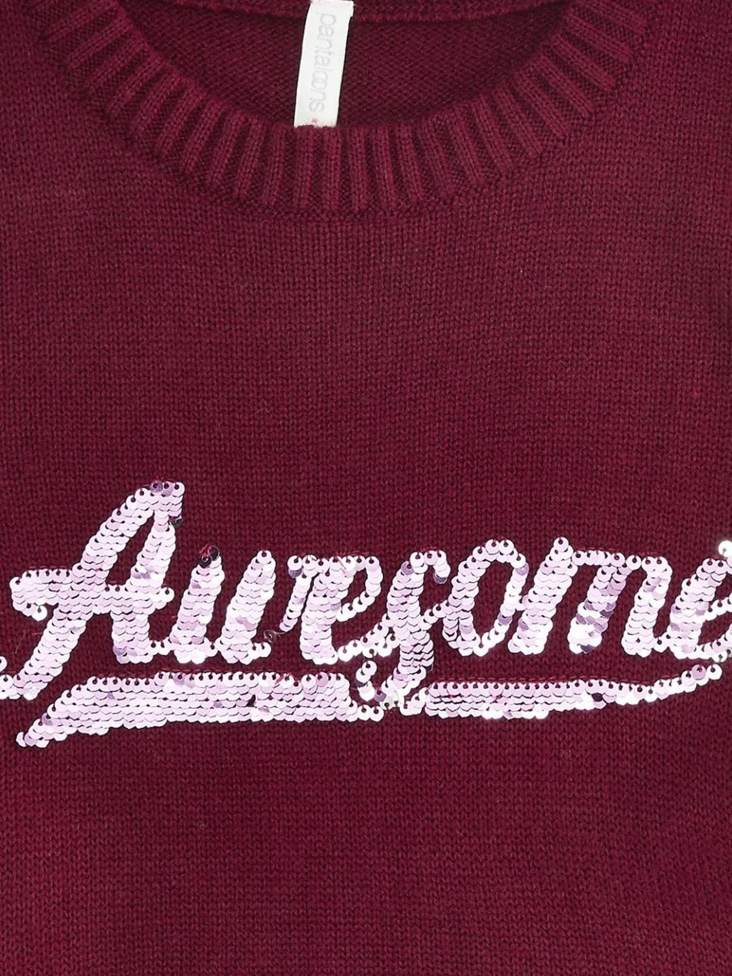 KIDS ONLY Maroon Textured Pattern Full Sleeves Sweater