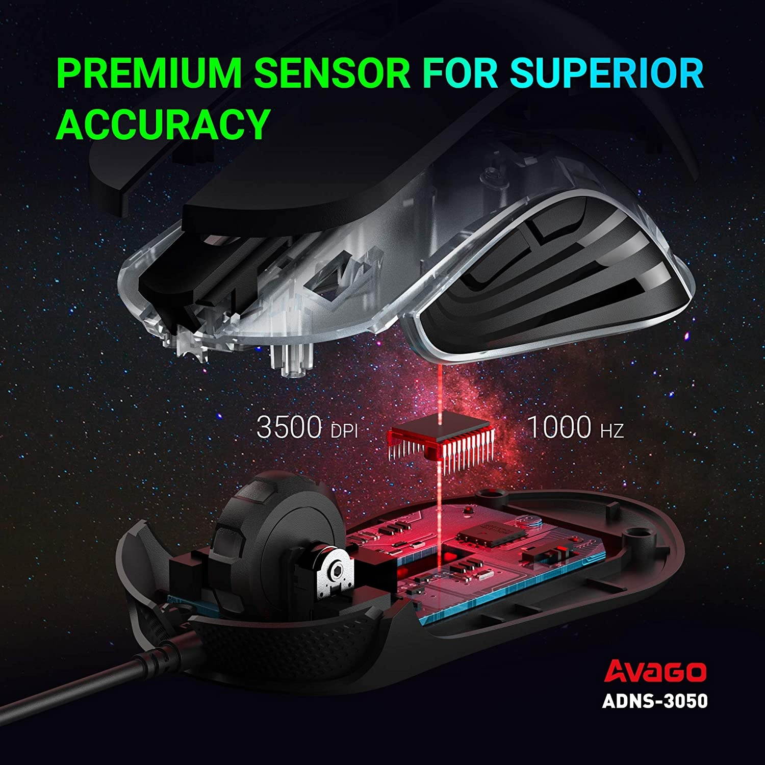 ABKONCORE M30 Gaming Mouse Wired USB Computer Mice for Game & Daily 6 Programmable Buttons Chroma RGB Backlit 3500 DPI Adjustable Comfortable Grip Ergonomic Mice for PC Laptop Mac Windows