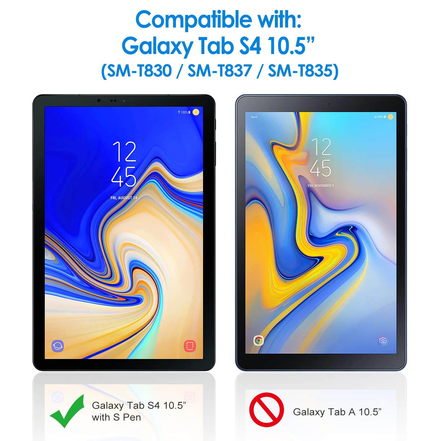 JETech Screen Protector for Galaxy Tab S4 10.5 Inch 2018 (SM-T830/T835/T837), Tempered Glass Film