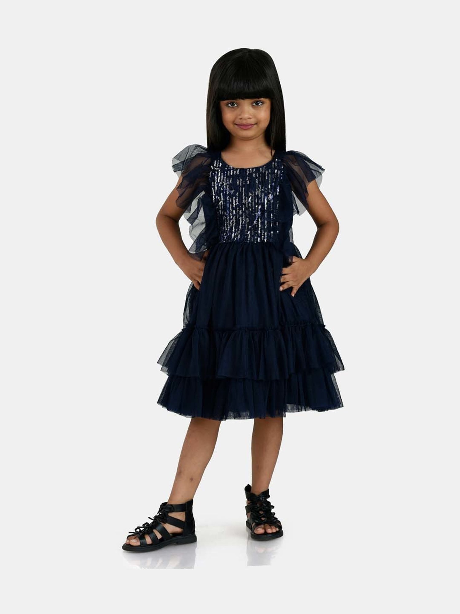 Peppermint Kids Navy Sequence Dress