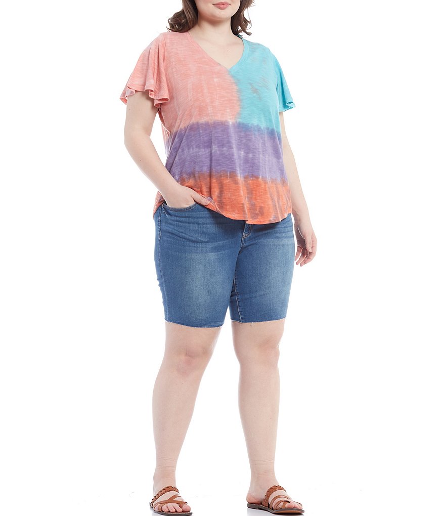 Jessica Simpson Plus Size Adored High Rise Slim Bermuda Shorts