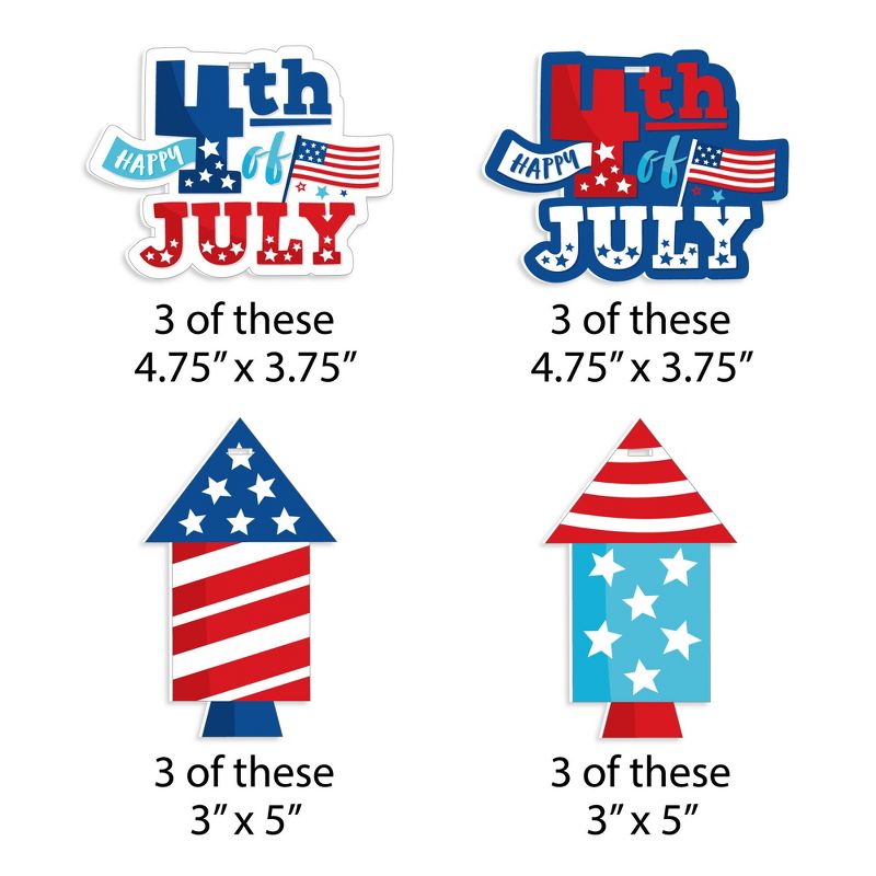 Big Dot of Happiness Firecracker 4th of July - Red, White and Royal Blue Decorations - Tree Ornaments - Set of 12