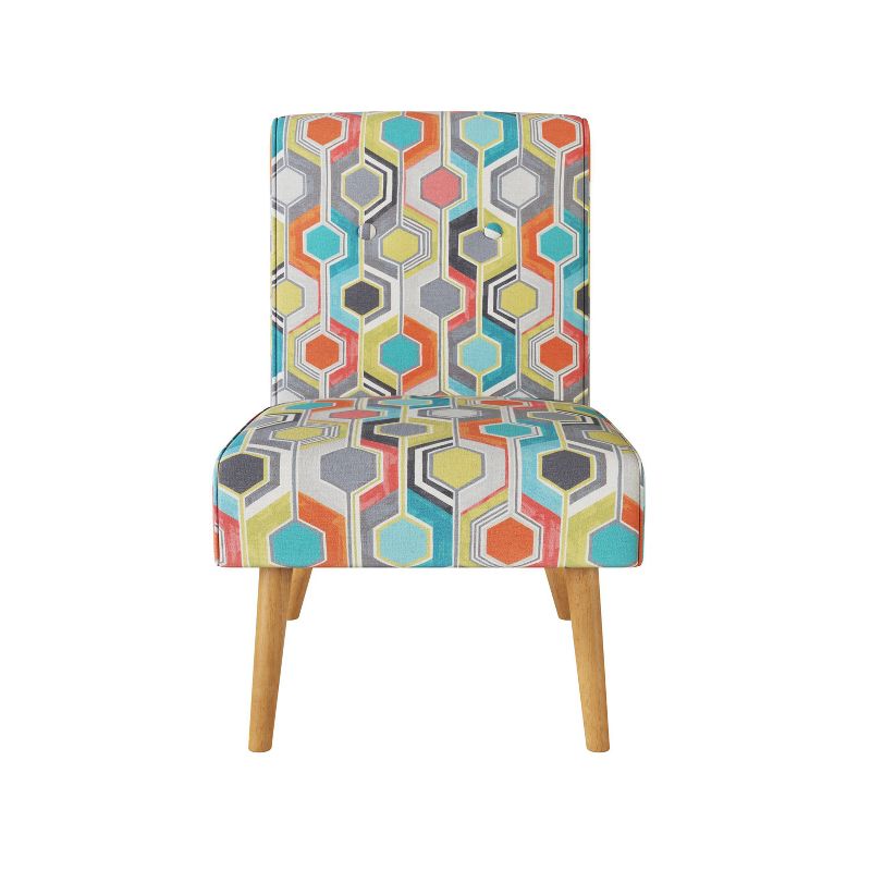 Webster Button Tufted Armless Chair Beehive Print Orange - Handy Living