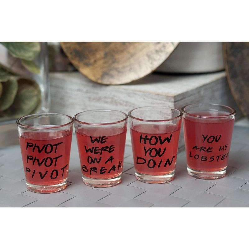 Silver Buffalo Friends Quotes 1.5oz Mini Glasses | Set of 4