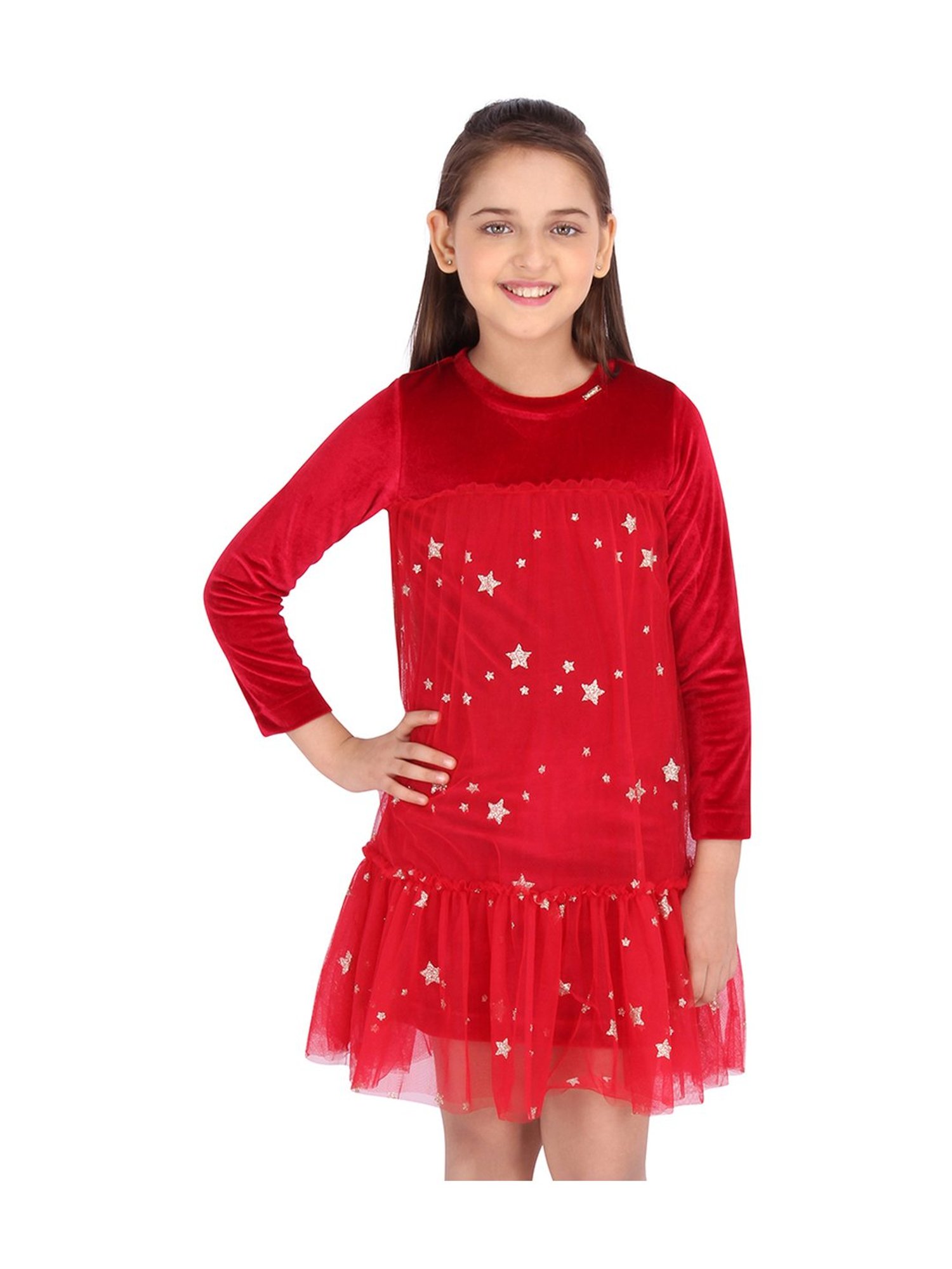 Cutecumber Kids Red Embellished Dress