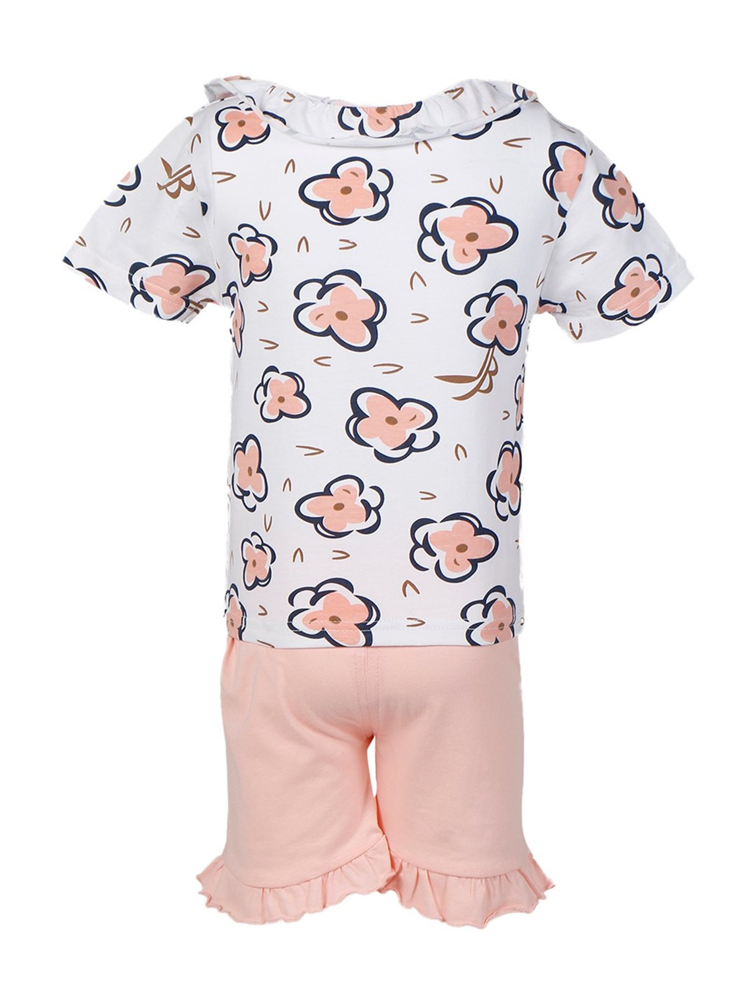 Passion Petals Kids Pink Cotton Printed Top & Shorts
