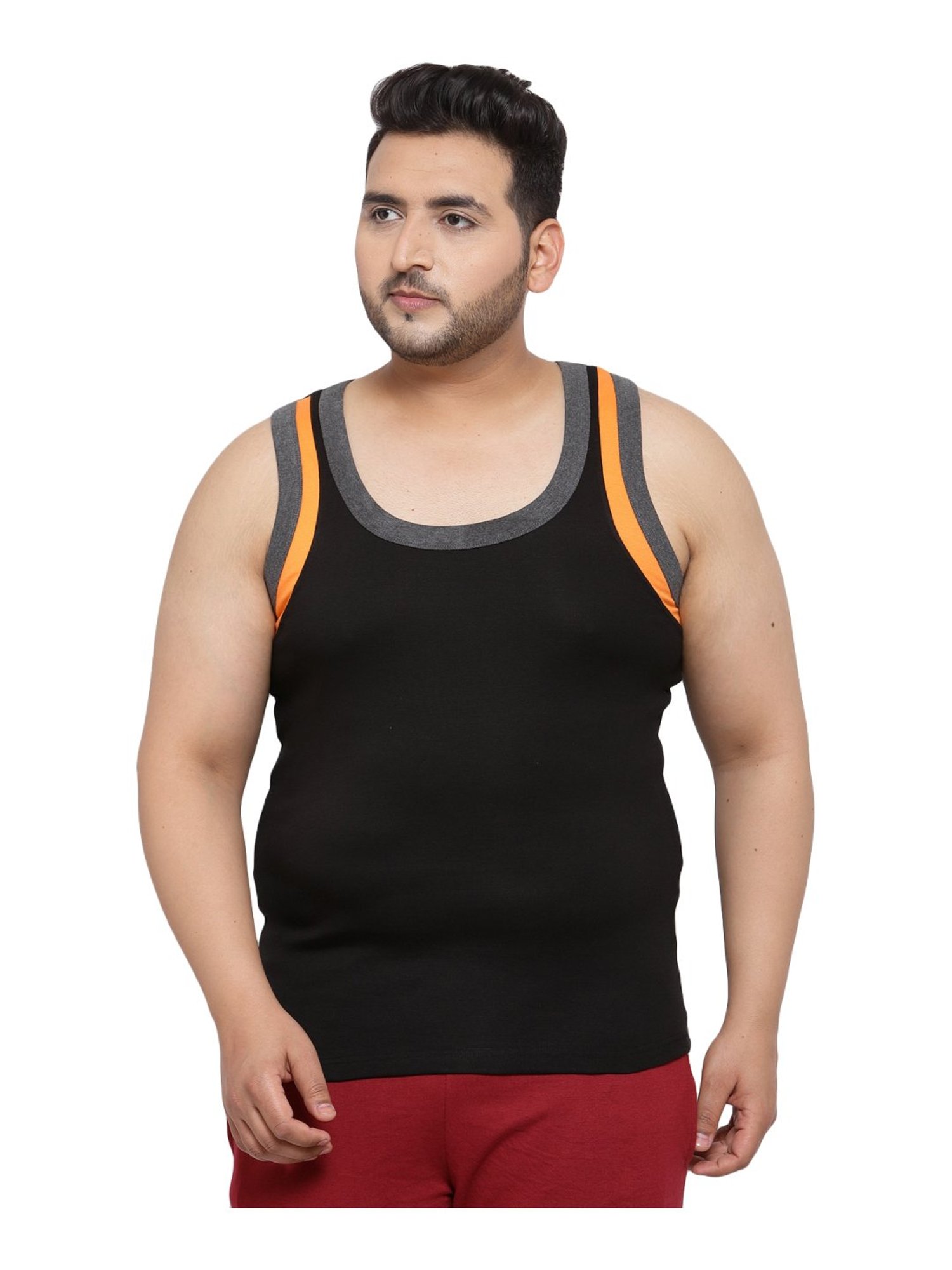 Melon by PlusS Black Cotton Regular Fit Vest