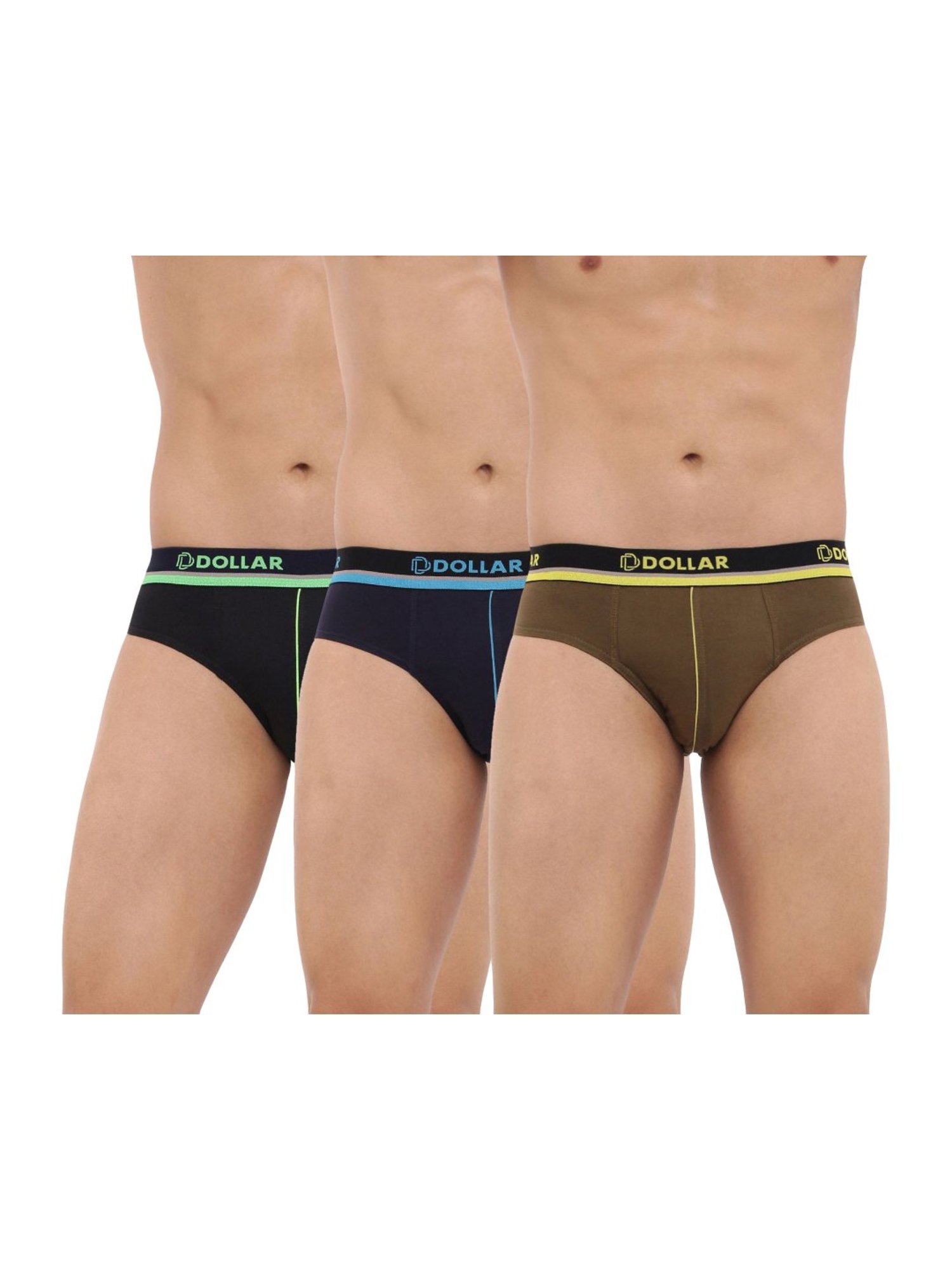 Dollar Bigboss Assorted Color Cotton Glo Briefs (Pack Of 3)