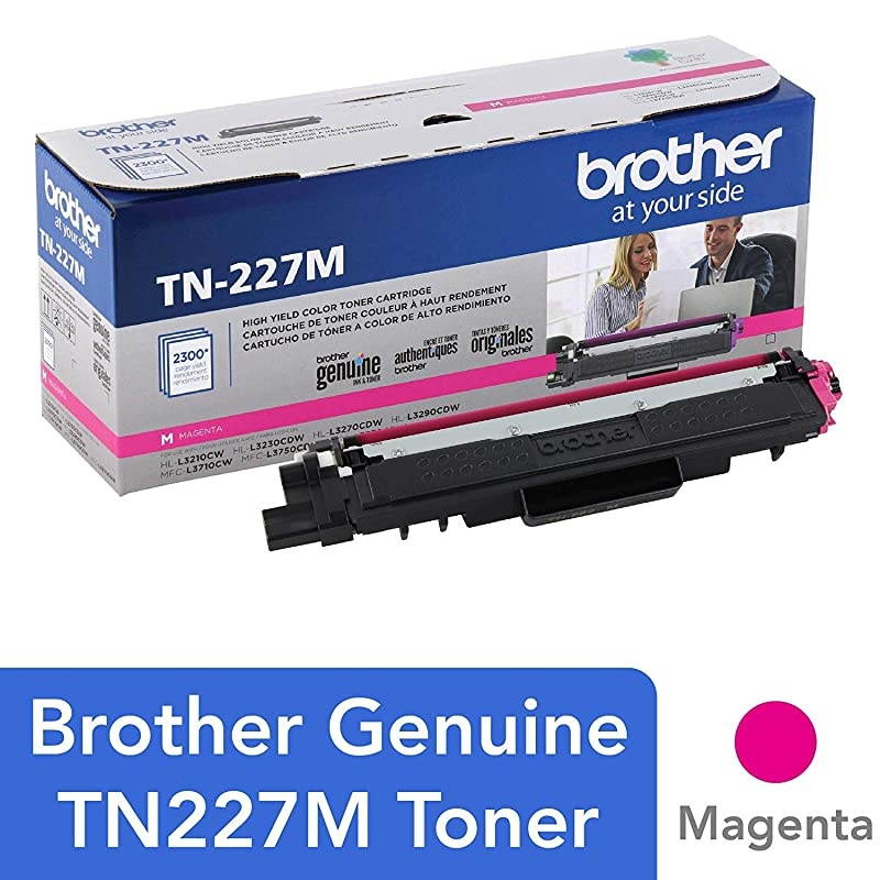 Genuine TN227 TN227BK High Yield Toner Cartridge Page Yield Up to 3000 Pages Genuine TN227M High Yield Toner Cartridge Replacement Magenta Toner Page Yield Up to 2300 Pages TN227