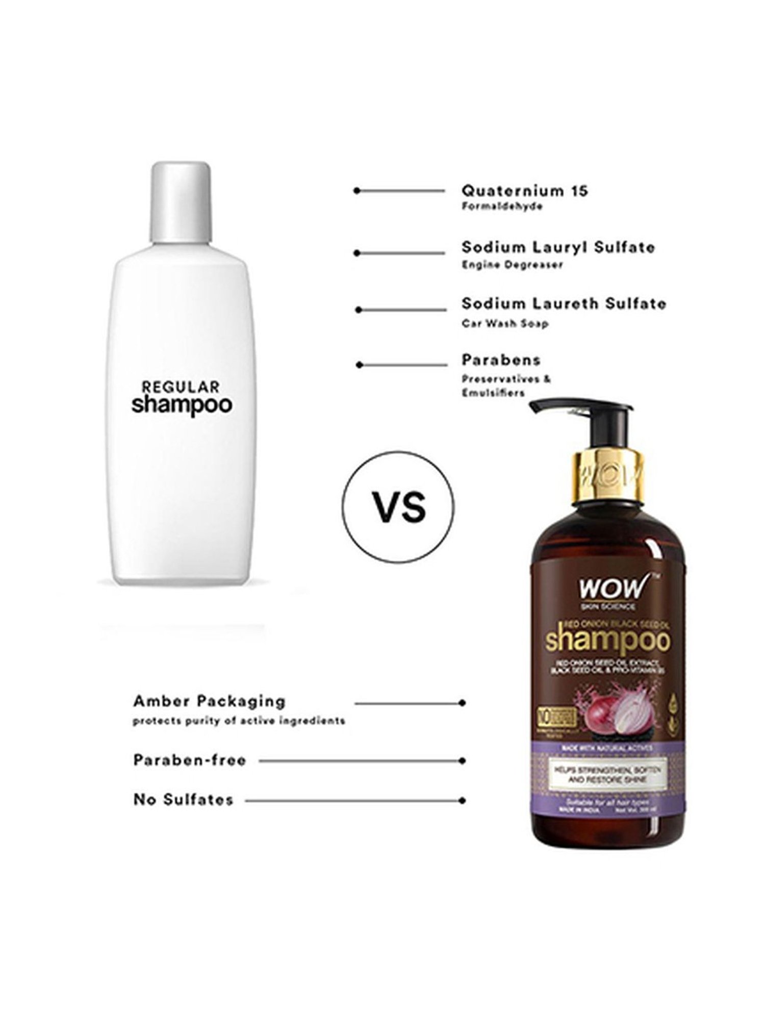 Wow Skin Science Onion Black Seed Oil Shampoo - 300 ml