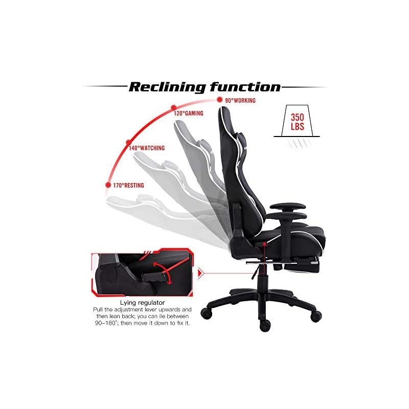 Gaming Chair Racing Office Chair High Back Computer Desk Chair PU Leather Chair Ergonomic and Executive Swivel Chair with Footrest Headrest and Lumbar Massage Support (AL-6019-PINK)