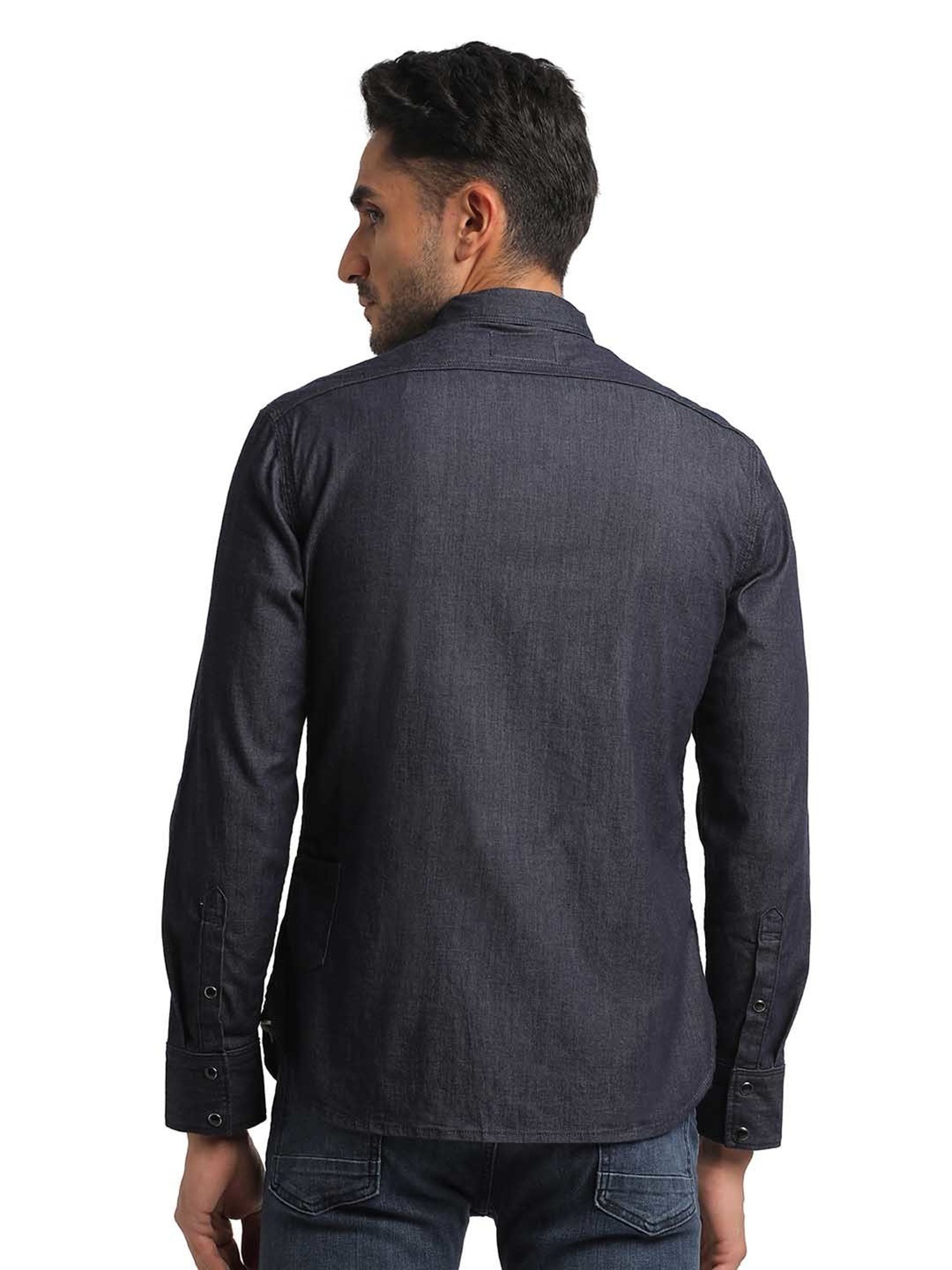 EVERBLUE Dark Blue Regular Fit Shirt