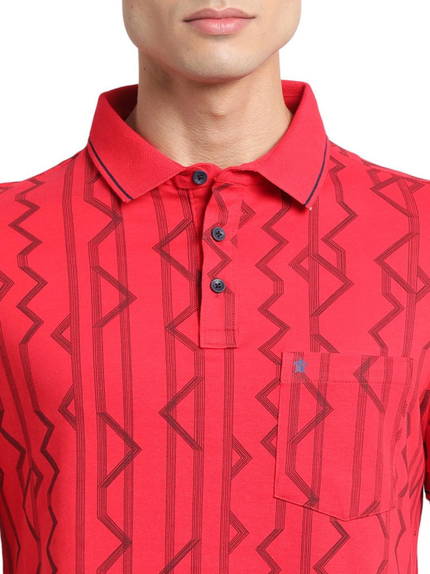 Turtle Pink Slim Fit Printed Polo T-Shirts