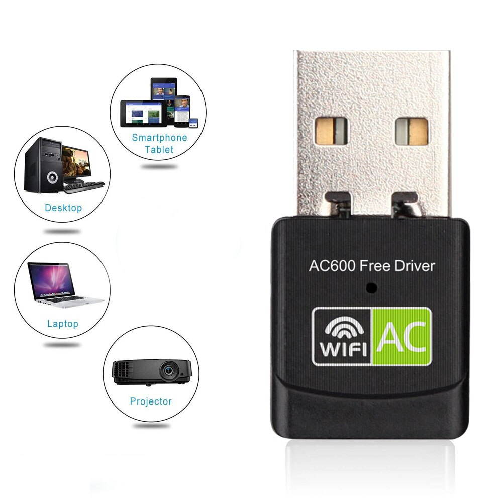 1 pcs 600Mbps Dual Band Wireless USB WiFi Adapter Mini Computer Receiver Network Card