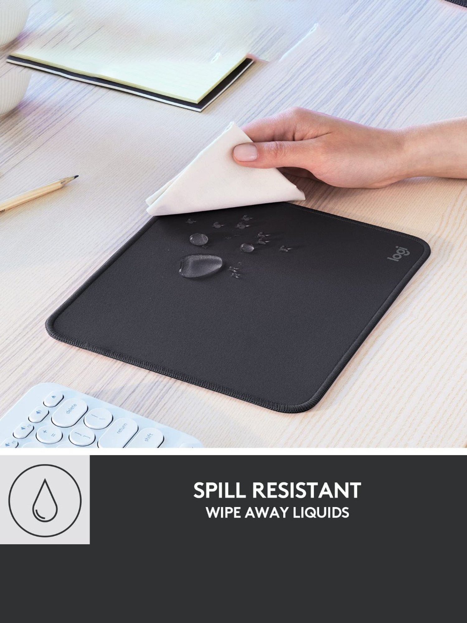 Logitech Mouse Pad - Studio Series, Computer Mouse Mat with Anti-Slip Rubber Base (Graphite Black)