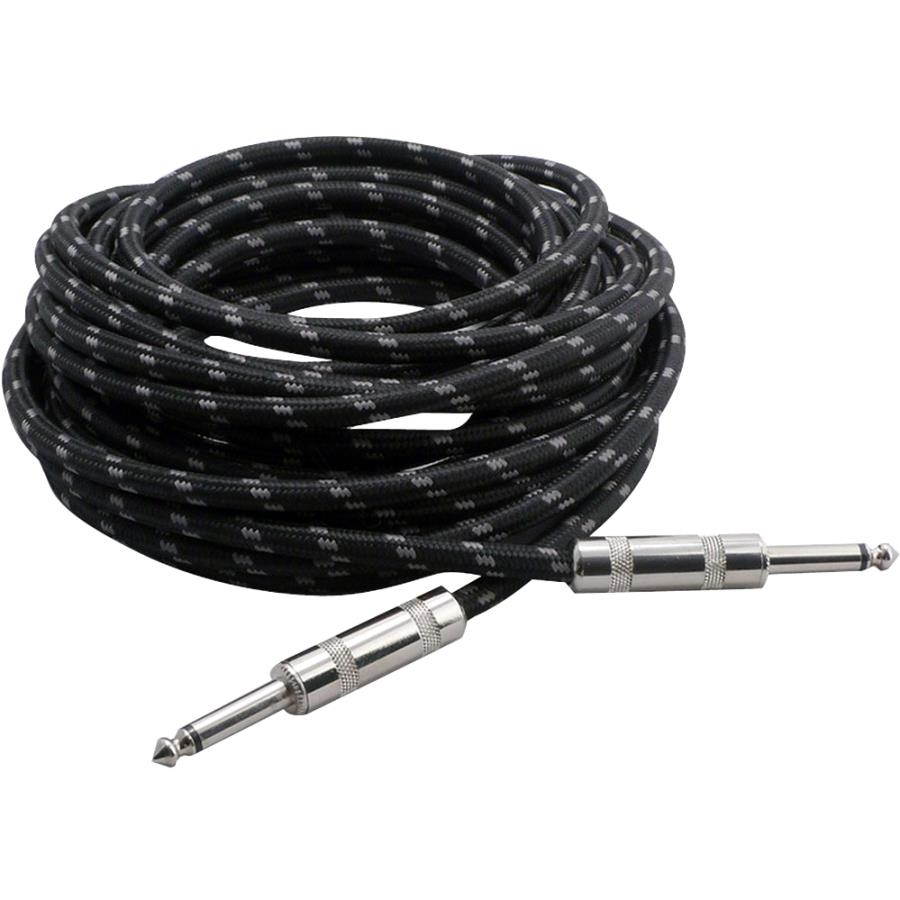 Pyle PCBL1F25 Premium Quality 25 Ft .25 in. To .25 in. Guitar-Amp-Instrument Cable with Fabric Shielding