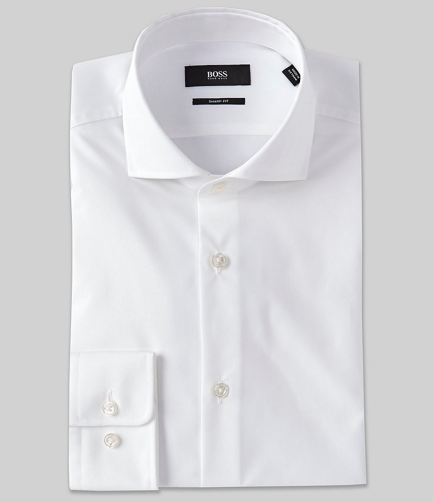 Psycho Bunny Non-Iron Modern Fit Spread Collar Solid Dress Shirt