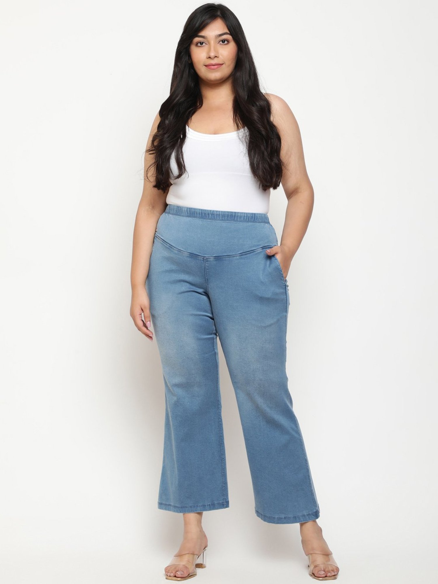 Amydus Light Blue Flared Fit High Rise Jeans