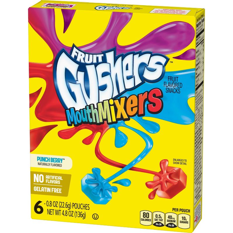 Betty Crocker Fruit Gushers Mouth Mixers Punch Berry Fruit Flavored Snacks - 6pk