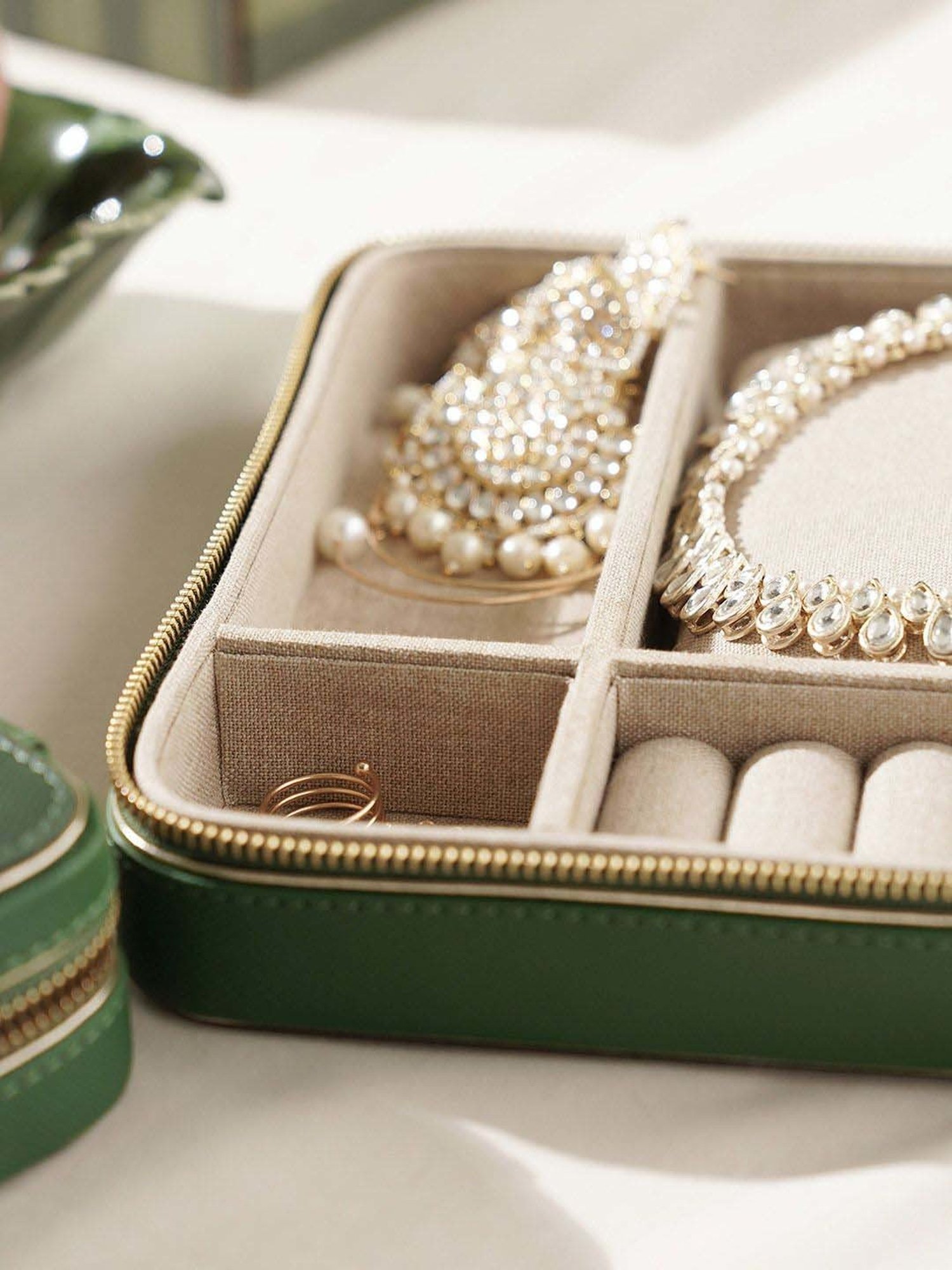 Pure Home and Living Green Mdf Travel Rectangular Jewellery Box