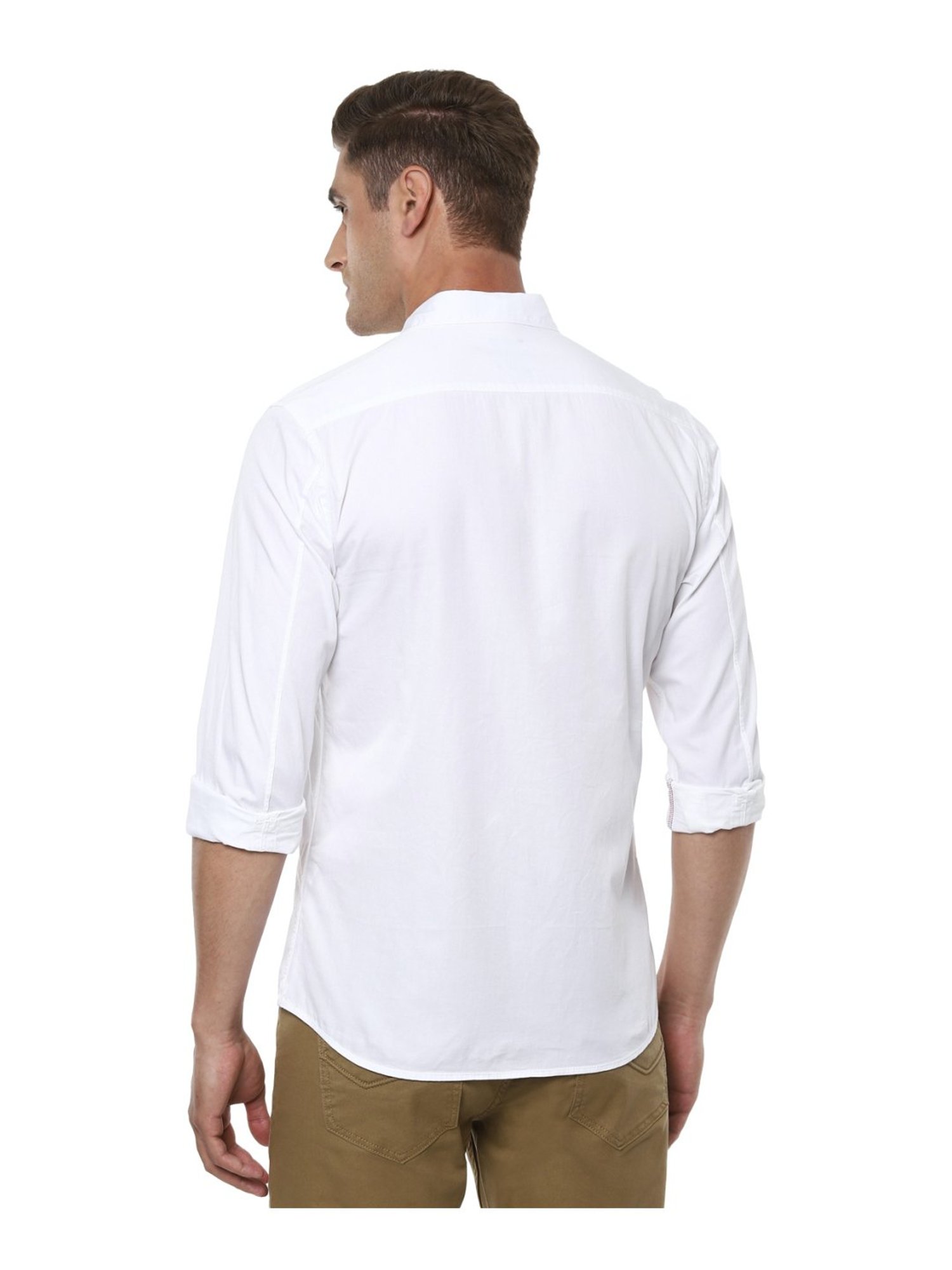 Louis Philippe Jeans White Cotton Slim Fit Shirt