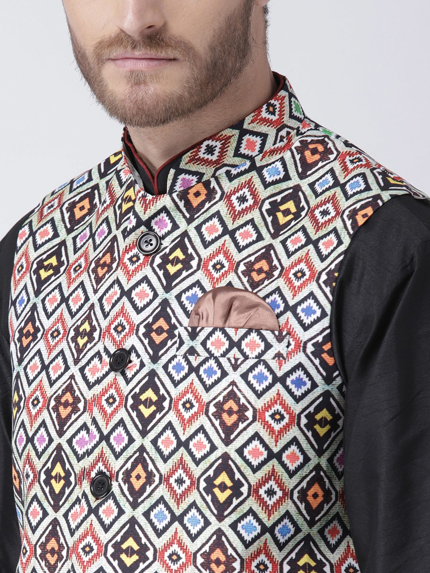 Hangup Plus Multicolor Regular Fit Printed Nehru Jacket
