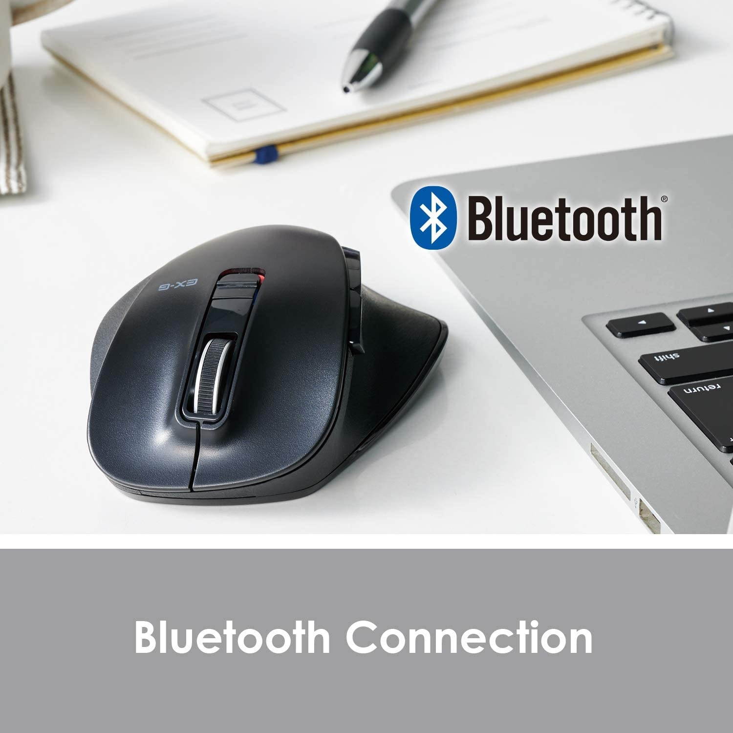 ELECOM Dr.EXG Bluetooth Mouse ?Ou2010Kiwami- Mouse Extreme Ergonomic Design Less Noise BlueLED Large Size 5 Button Black (M-XGL10BBSBK-US)