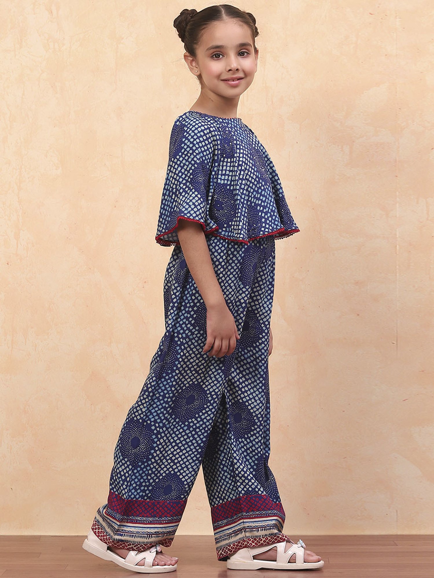 Biba Girls Blue Printed Jumpsuit