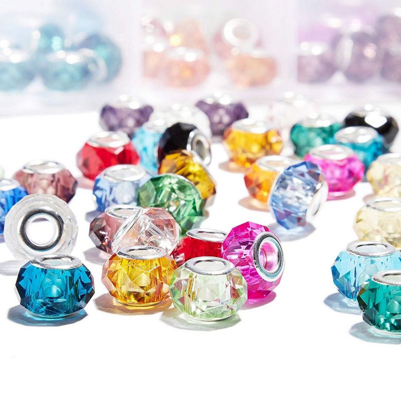 Genie Crafts Crystal Beads for Jewelry Making 144 Faceted Set with Storage Case, Arts and Crafts (18 Colors)