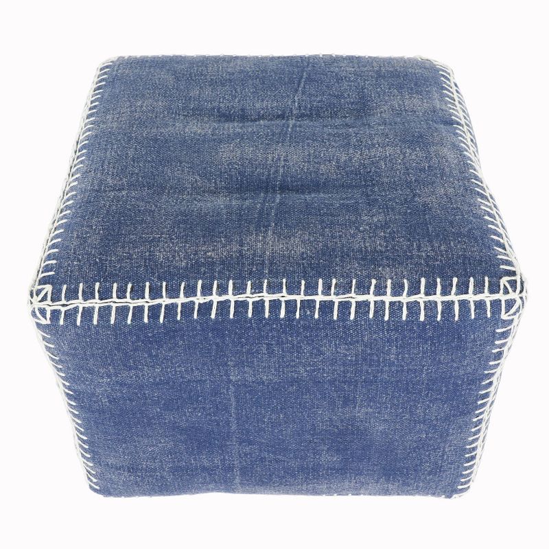 Daisy Square Pouf Blue - Décor Therapy