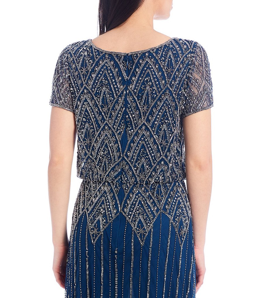 Pisarro Nights V Neck Beaded Blouson Gown