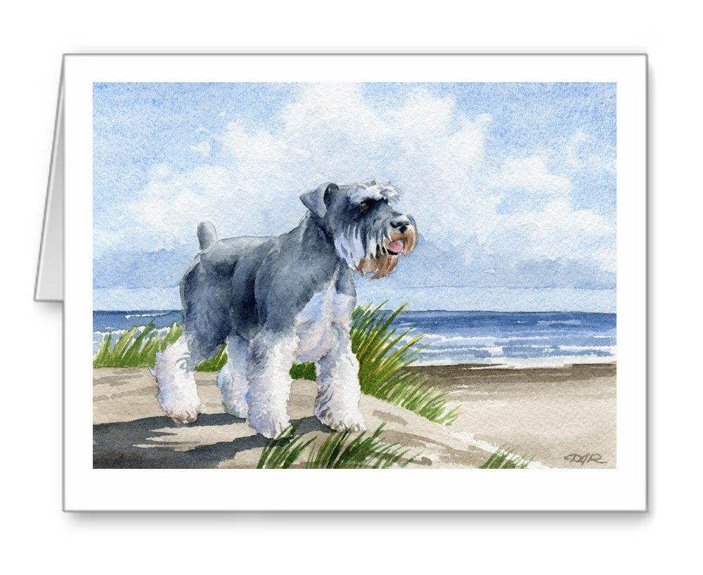 Miniature Schnauzer At The Beach - Set of 10 Note Cards With Envelopes