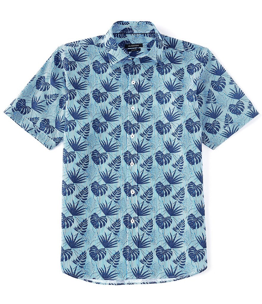 Bugatchi Palms Print Short-Sleeve Woven Shirt