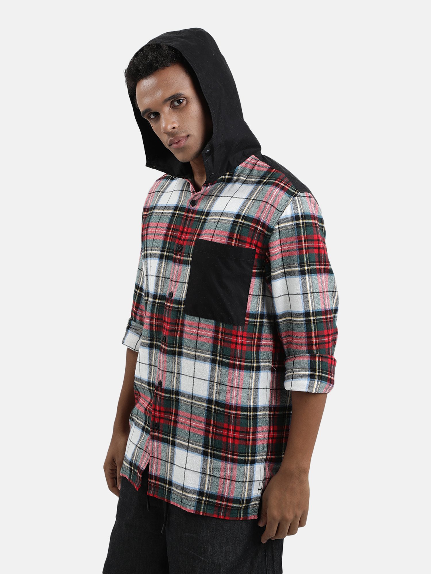 Bene Kleed Multicolor Regular Fit Check Cotton Hooded Shirt