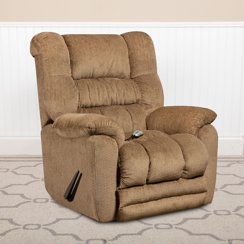 Emma and Oliver Massaging Temptation Fawn Microfiber Rocker Recliner, Heat Control